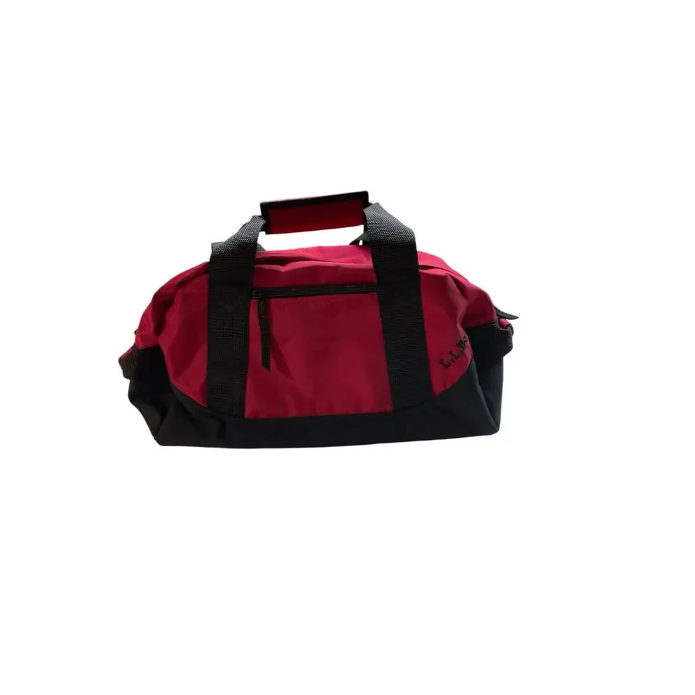 L.L.Bean Duffle Bag Red & Black Nylon Travel Gym Tote Tyler Name Embroidered